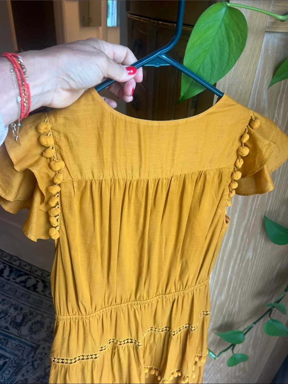 Point Sur Mustard Yellow Tiered Boho Midi Dress - Picture 9 of 9